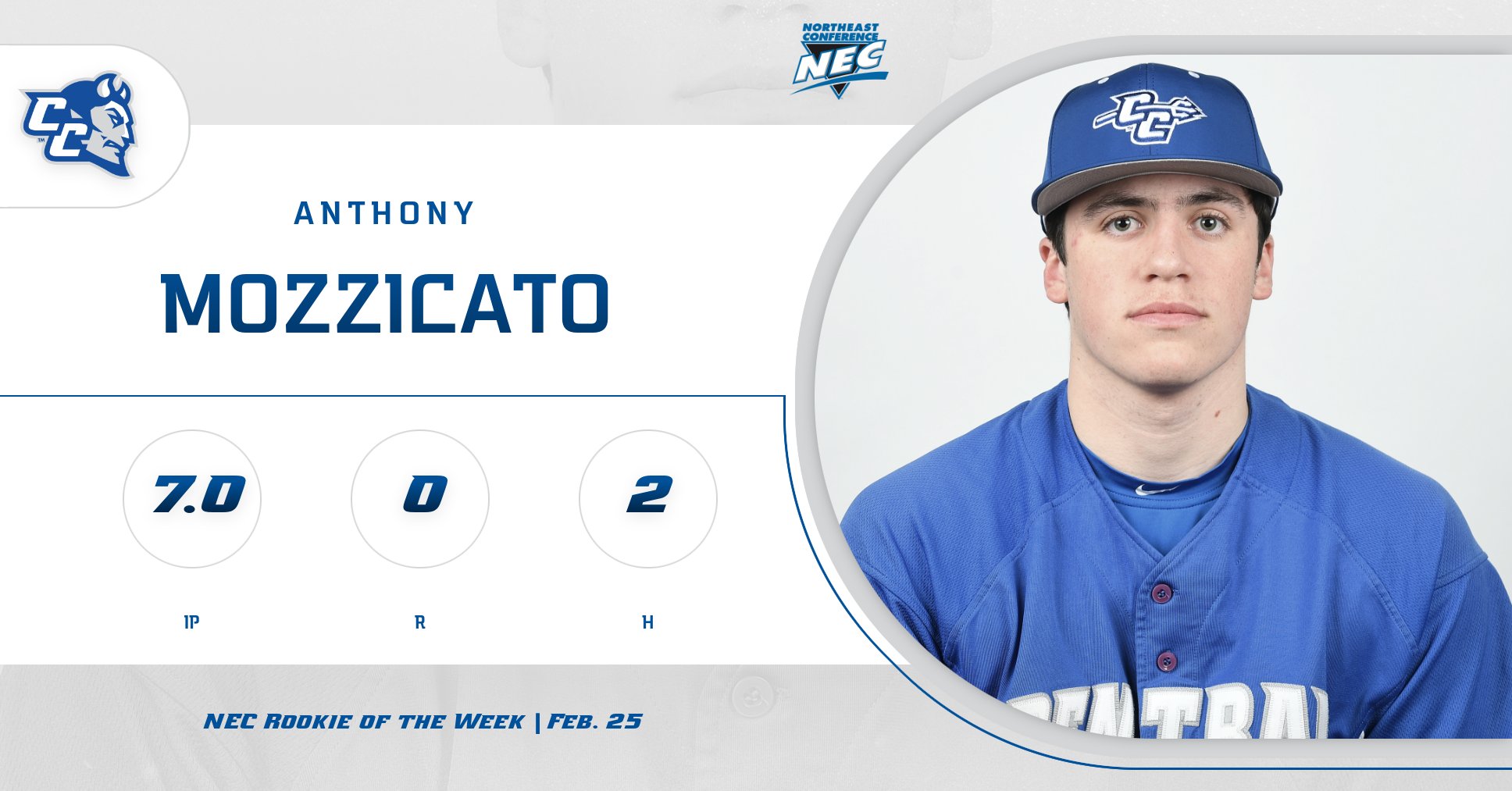 Mozzicato, Braun Recognized on NEC Weekly Baseball Honors