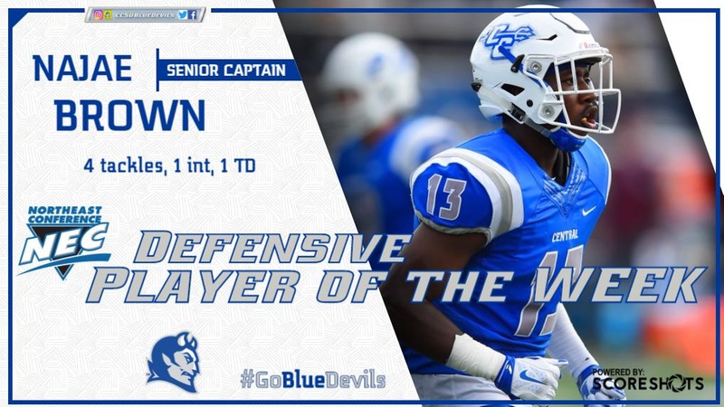 Senior Captain Najae Brown Named NEC Defensive Player of the Week