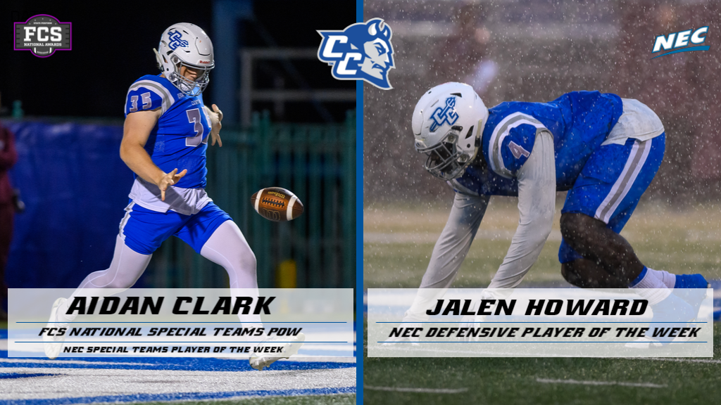 Aidan Clark and Jalen Howard were honored with weekly awards for their contributions in the Blue Devils win over Saint Francis U. (Photos: Steve McLaughlin)