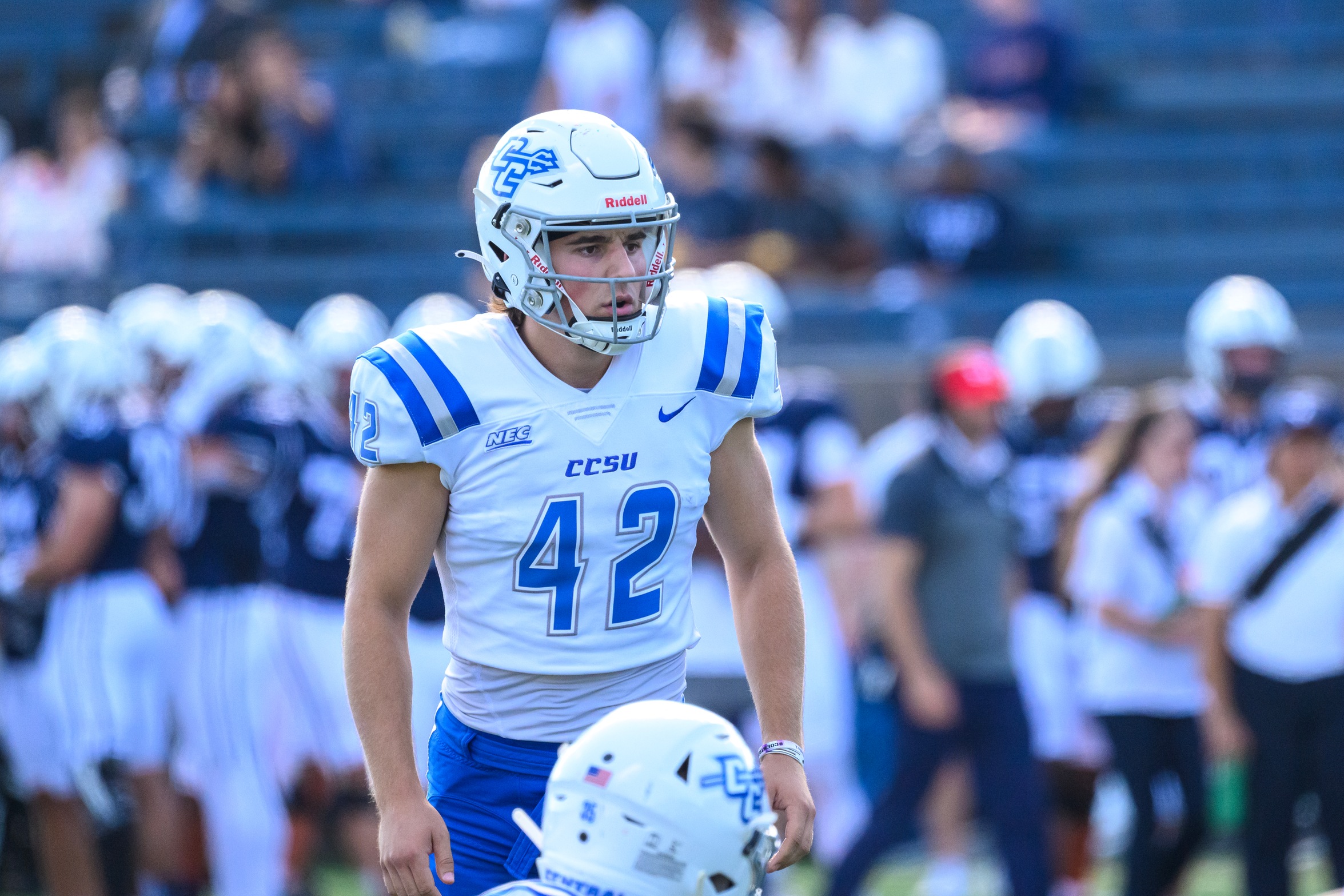 Jack Barnum earned NEC Special Teams Player of the Week on Monday, going 3-3 with a PAT at Yale (Photo: Steve McLaughlin)
