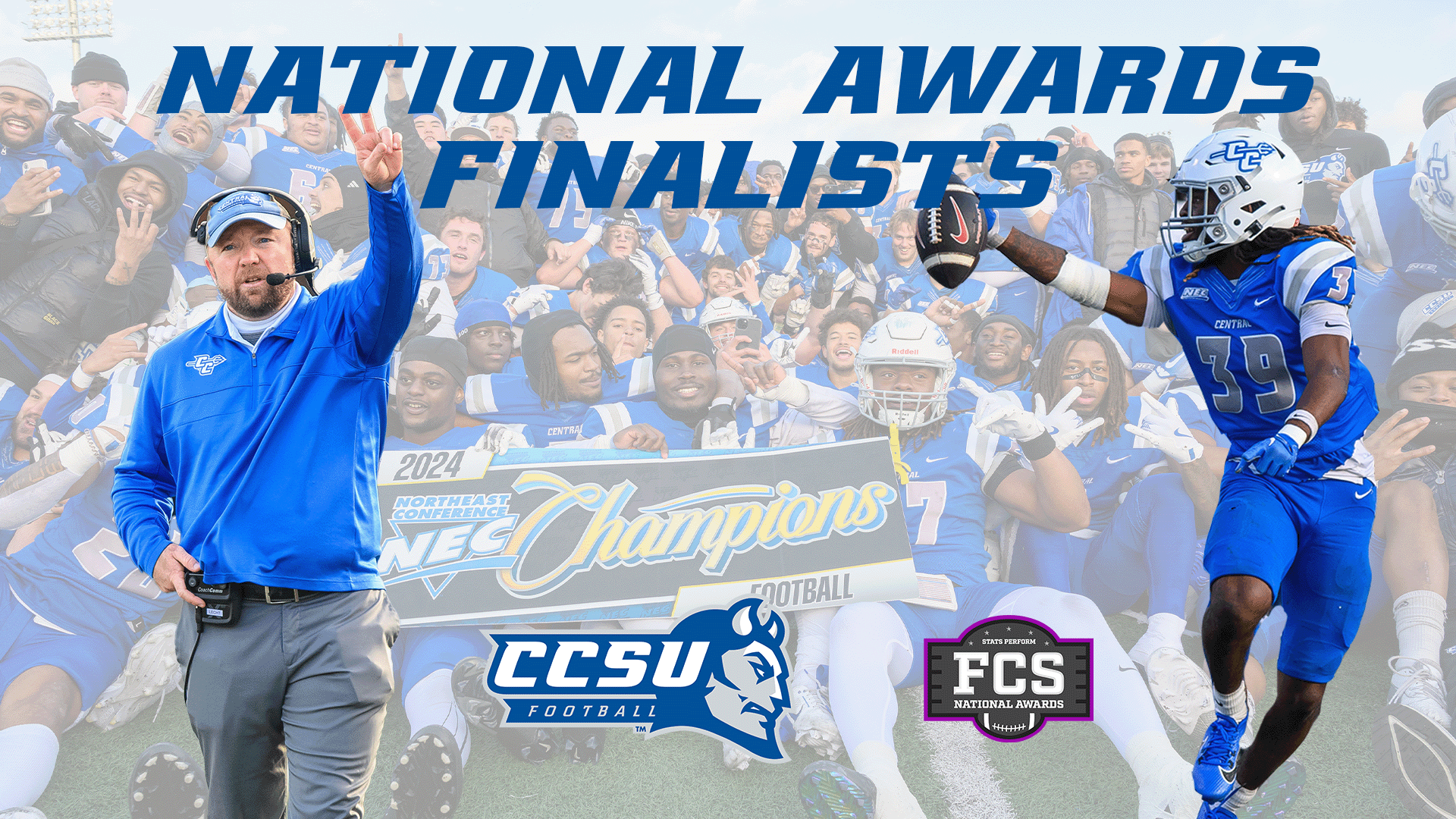 Two members of the 2024 NEC Champion CCSU Football team were named finalists for FCS National Awards on Monday. (Photos: Steve McLaughlin)