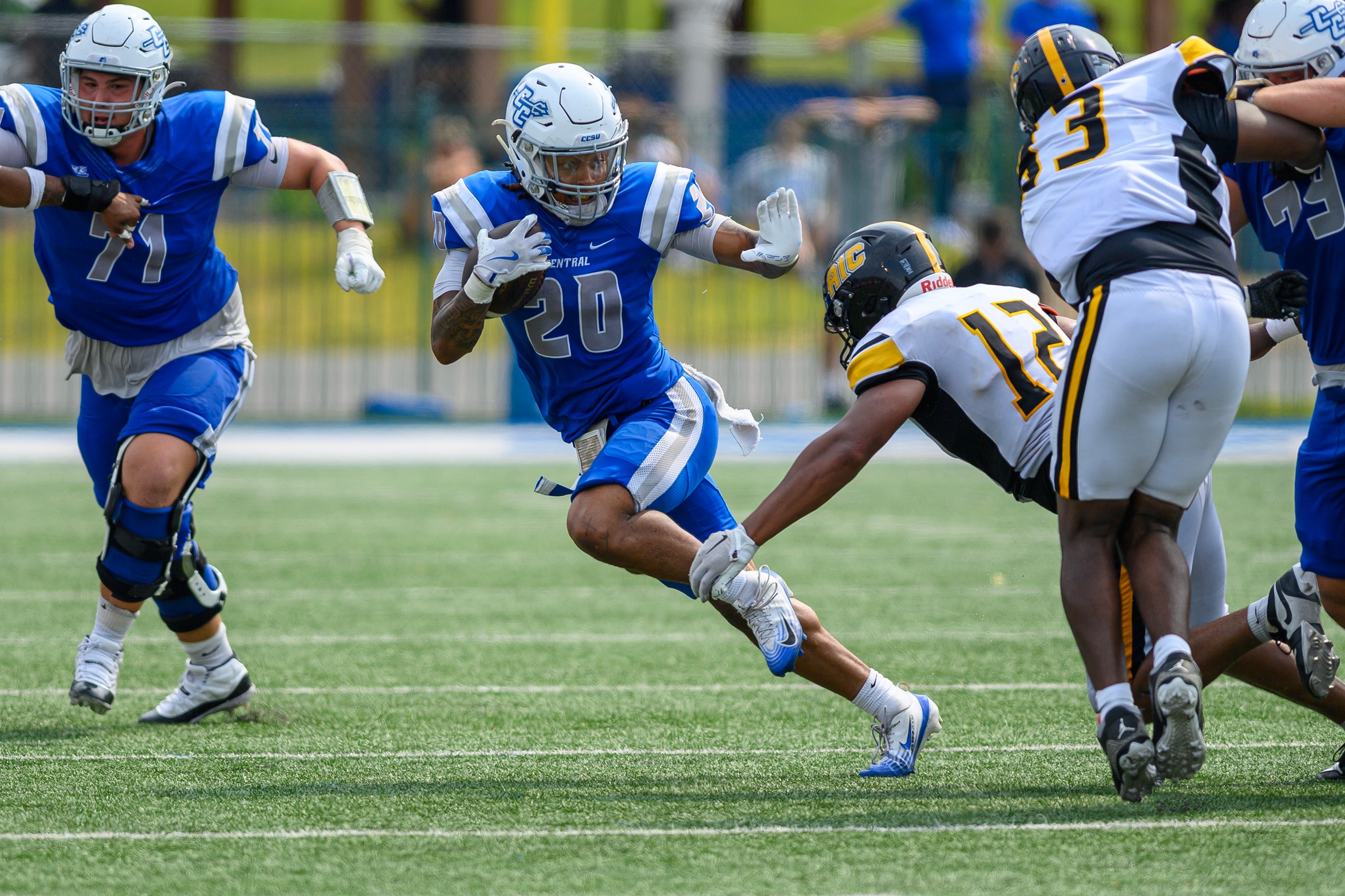 Donovan Marcus scored twice for the Blue Devils as they won their third consecutive home opener. (Photo: Steve McLaughlin)