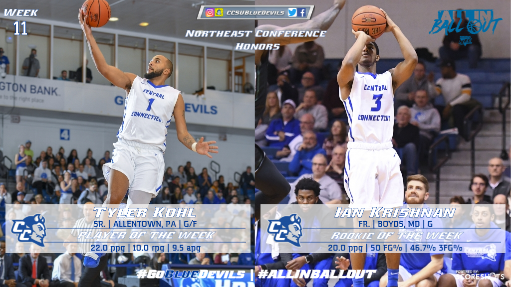 Kohl, Krishnan Earn Northeast Conference Weekly Honors