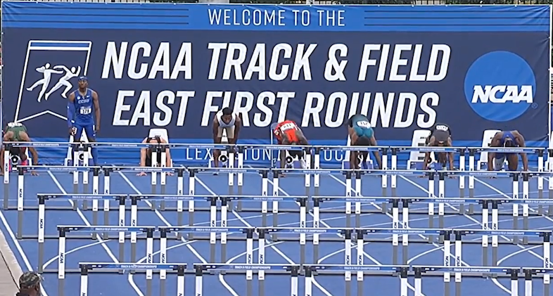 Edward Williams, Jr. ran in the 110m hurdles at the NCAA East Region on Wednesday.
