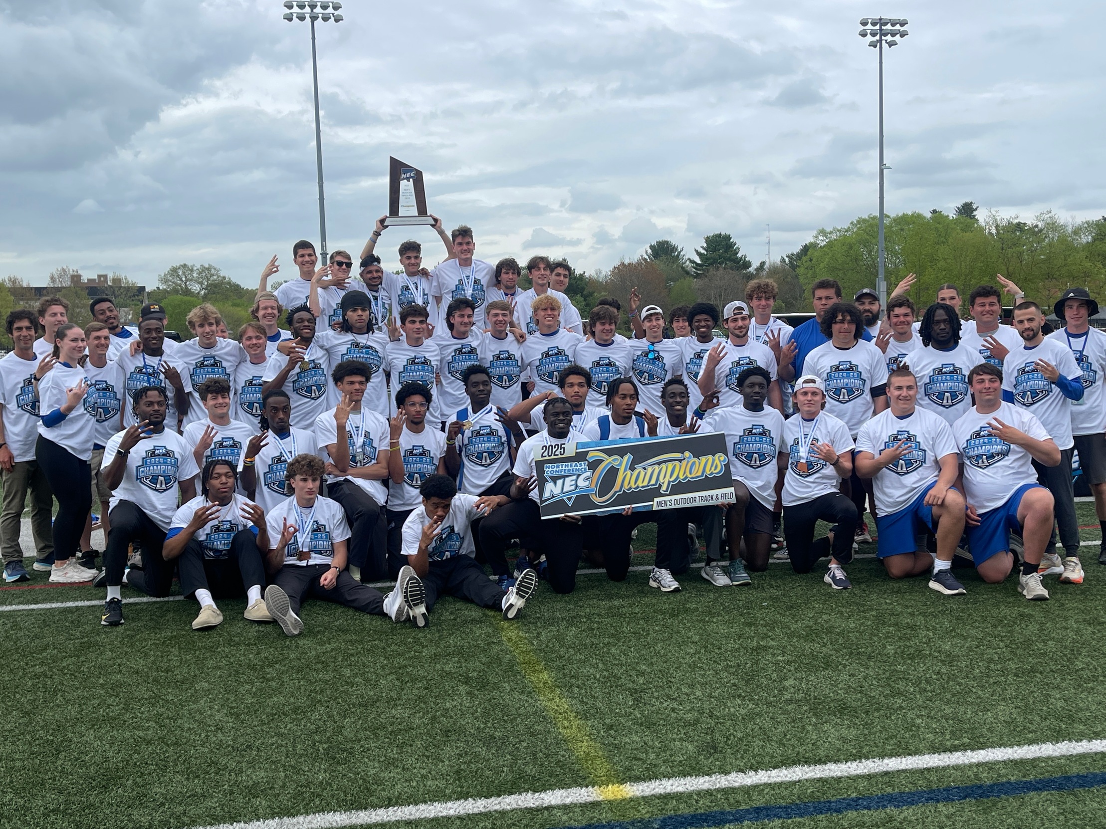 The men's track and field team set a conference record with 235 points to win the 2025 Outdoor Track and Field NEC Championship, by a record margin of 129.5 points. It is the second consecutive NEC Outdoor Championship for the Blue Devils.