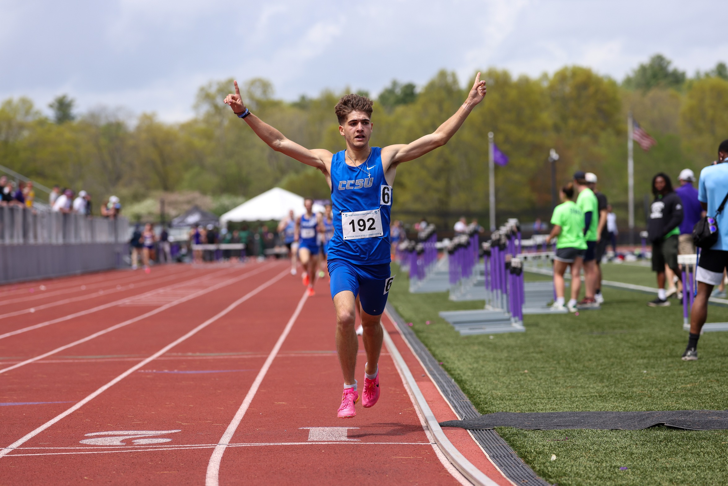 Aidan Budge captured silver in the 5000m at the NEICAAA Championship on Friday.