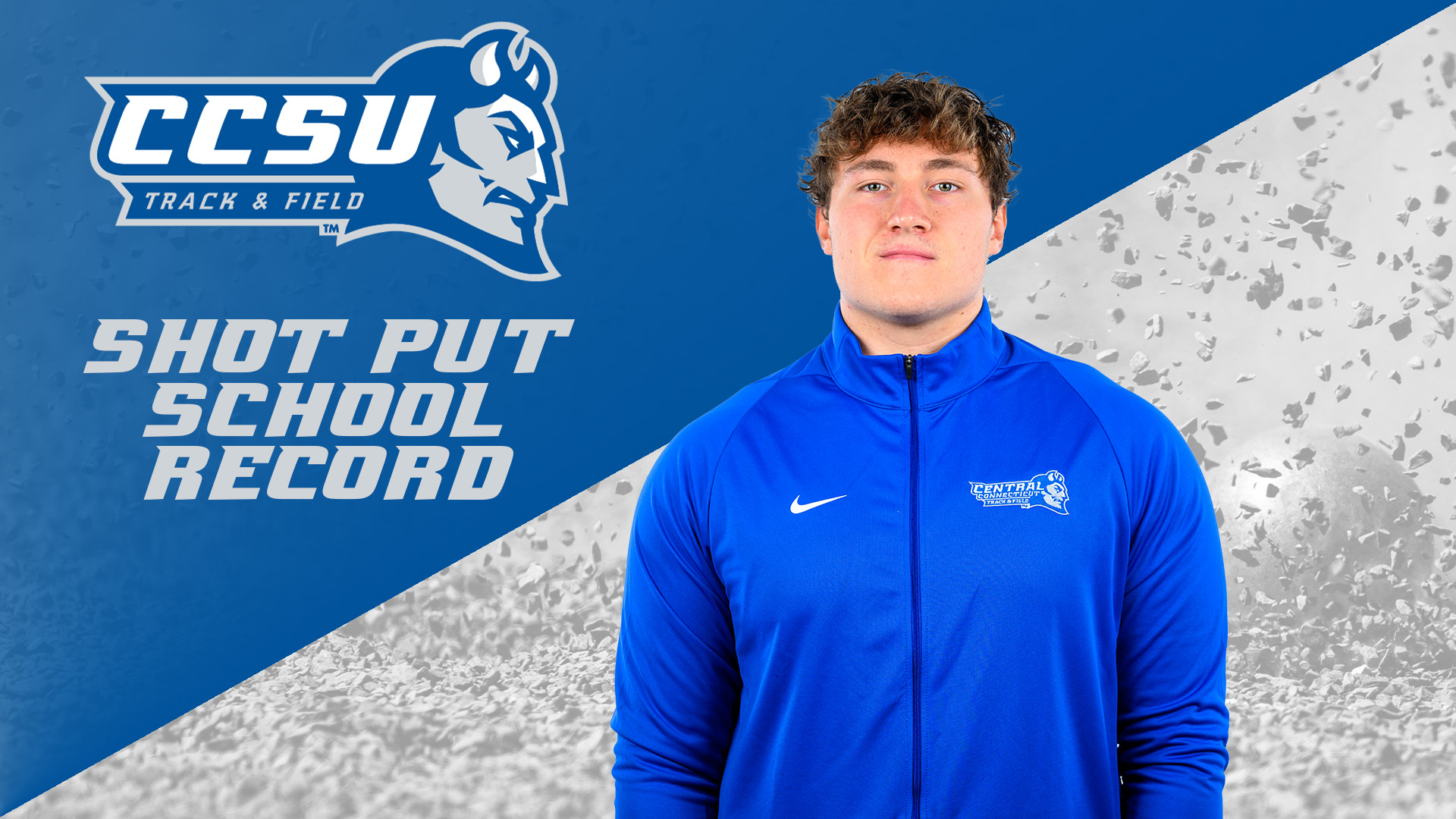 Greyson Golda set the school indoor shot-put record on Friday, with a throw of 17.25m (Photos: Steve McLaughlin)