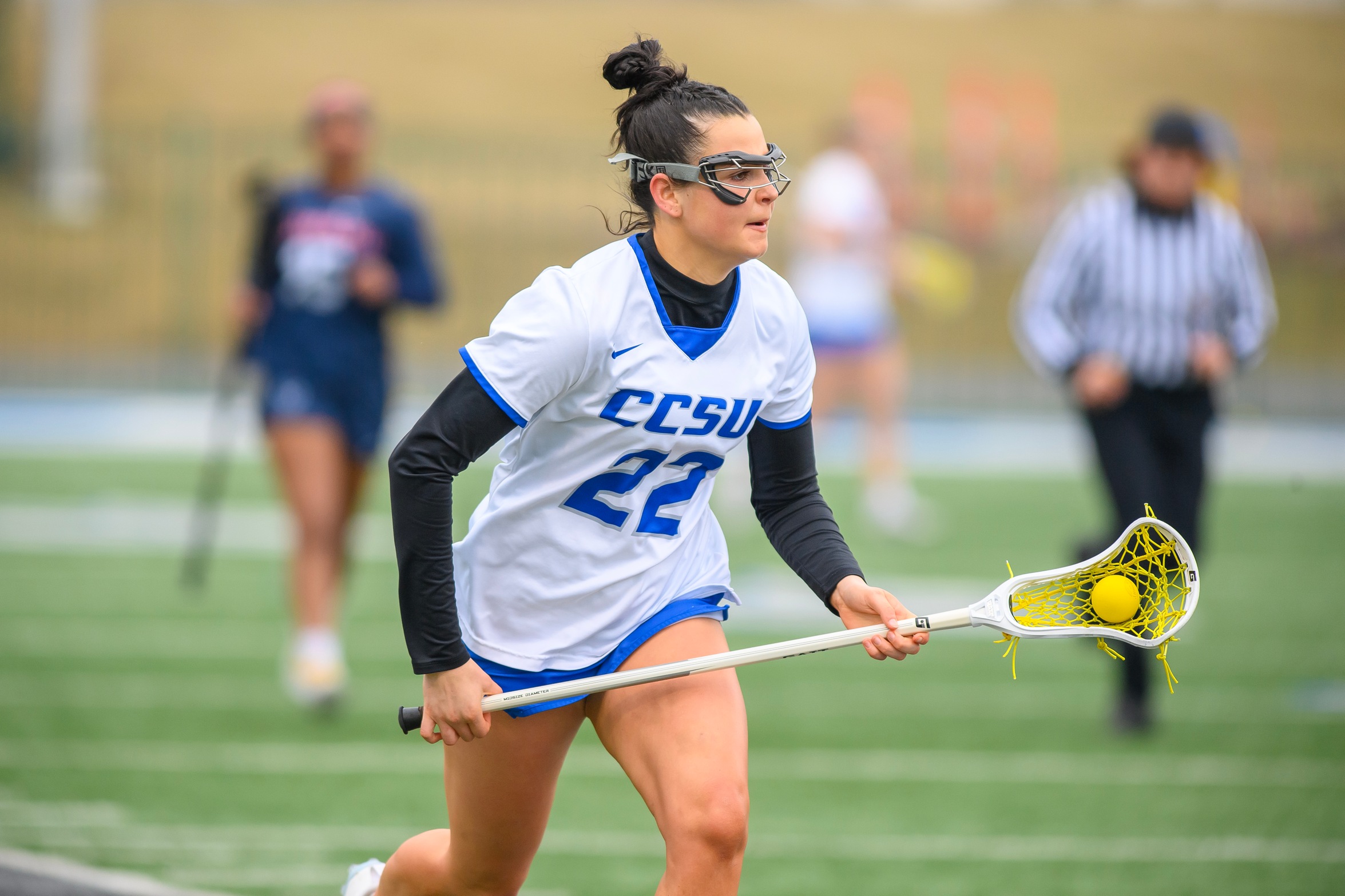 Lauren Valluzzi scored a goal and had an assist Tuesday at #16 Yale. (Photo: Steve McLaughlin)