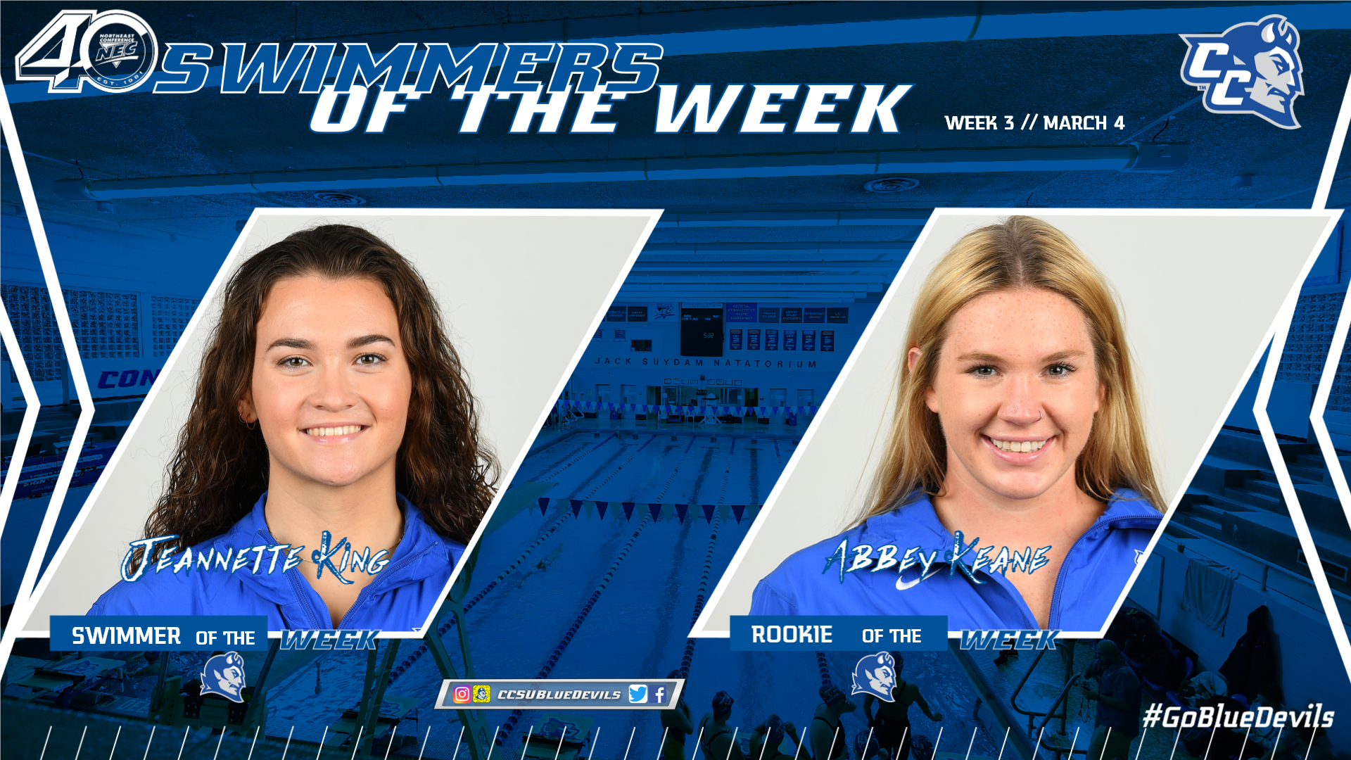 King and Keane Earn NEC Swimming Weekly Awards