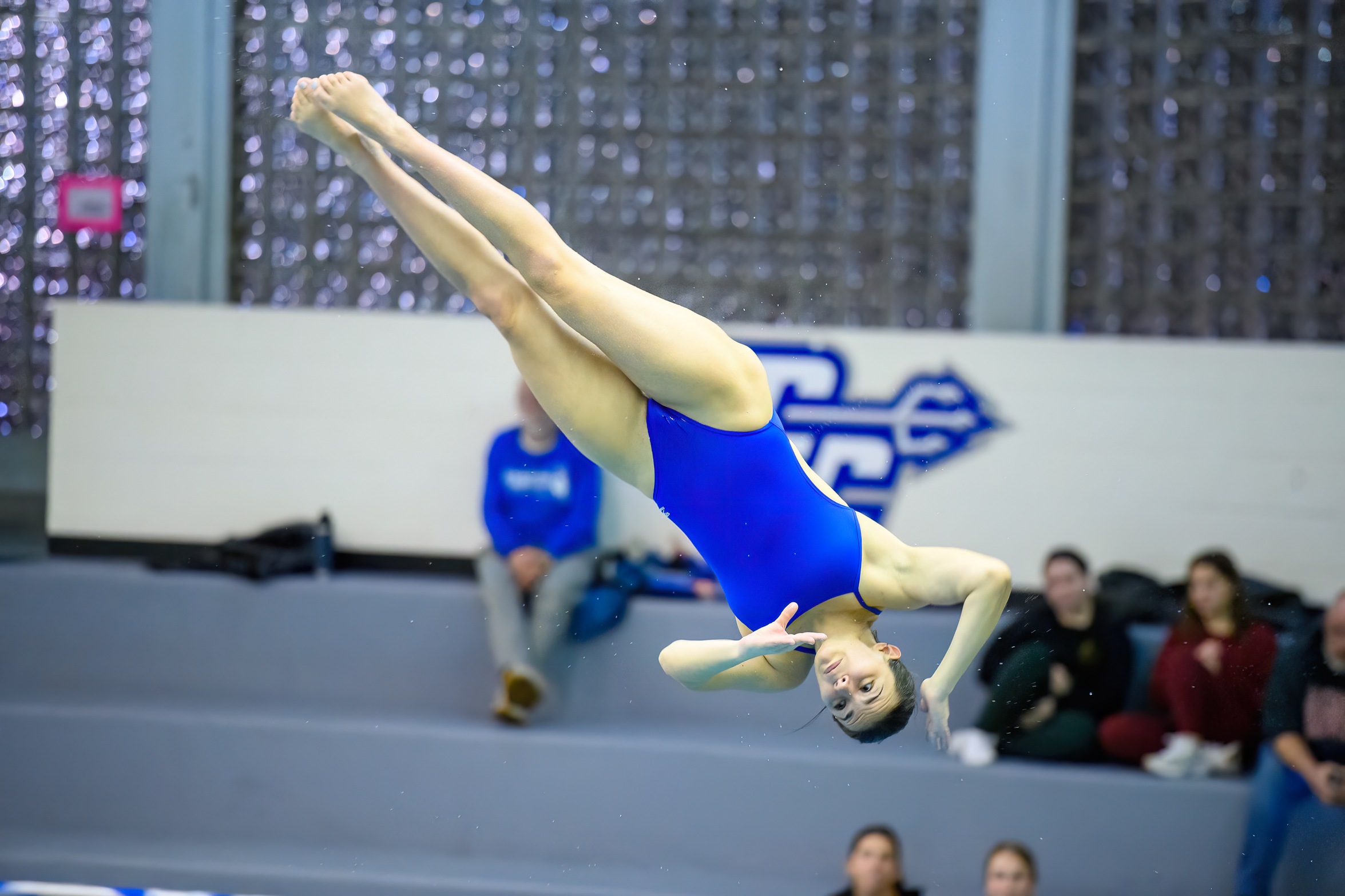 Kaitlyn Carroll defended her 3-meter gold medal on Monday night, as the Blue Devils swept the medals on the board. (Photo: Steve McLaughlin)