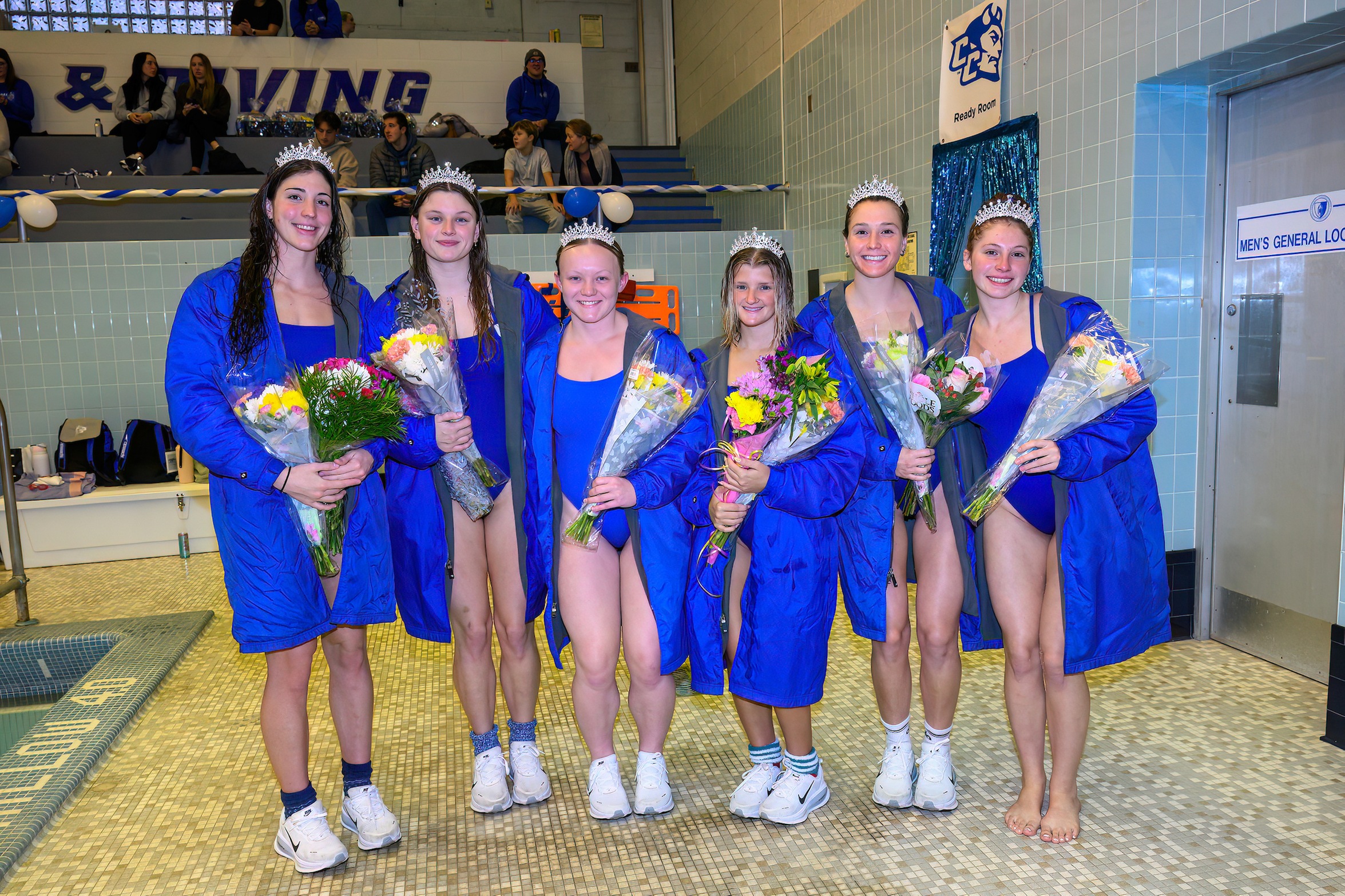 The CCSU swimming and diving team hosted SHU on senior night Friday. The Blue Devils won eight of 10 events. (Photo: Steve McLaughlin)