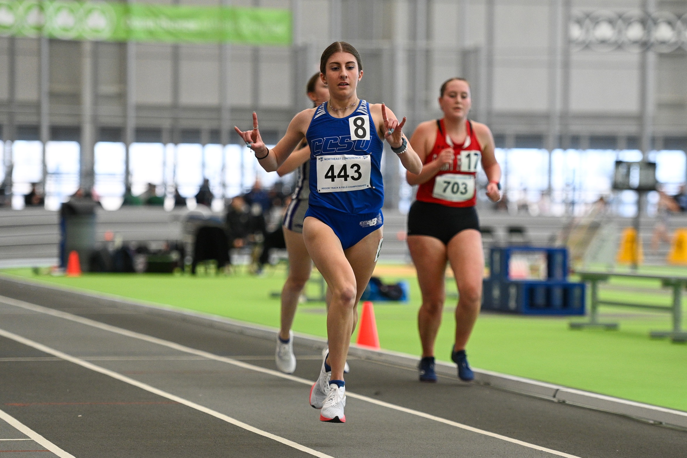 Perry, Morabito Win Events To Put Women's Track & Field in Second Place in NEC Standings After Day One