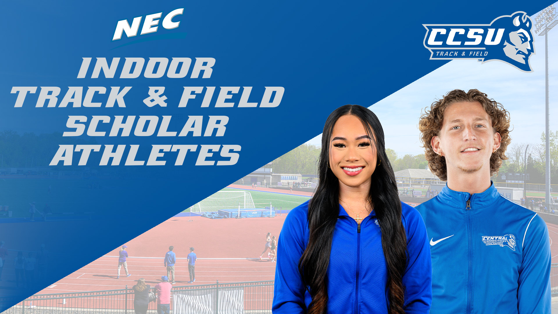 Nuchwara Inthasit and James Sullivan were tabbed as the NEC Winter Scholar-Athletes for indoor track & field. (Photos: Steve McLaughlin)
