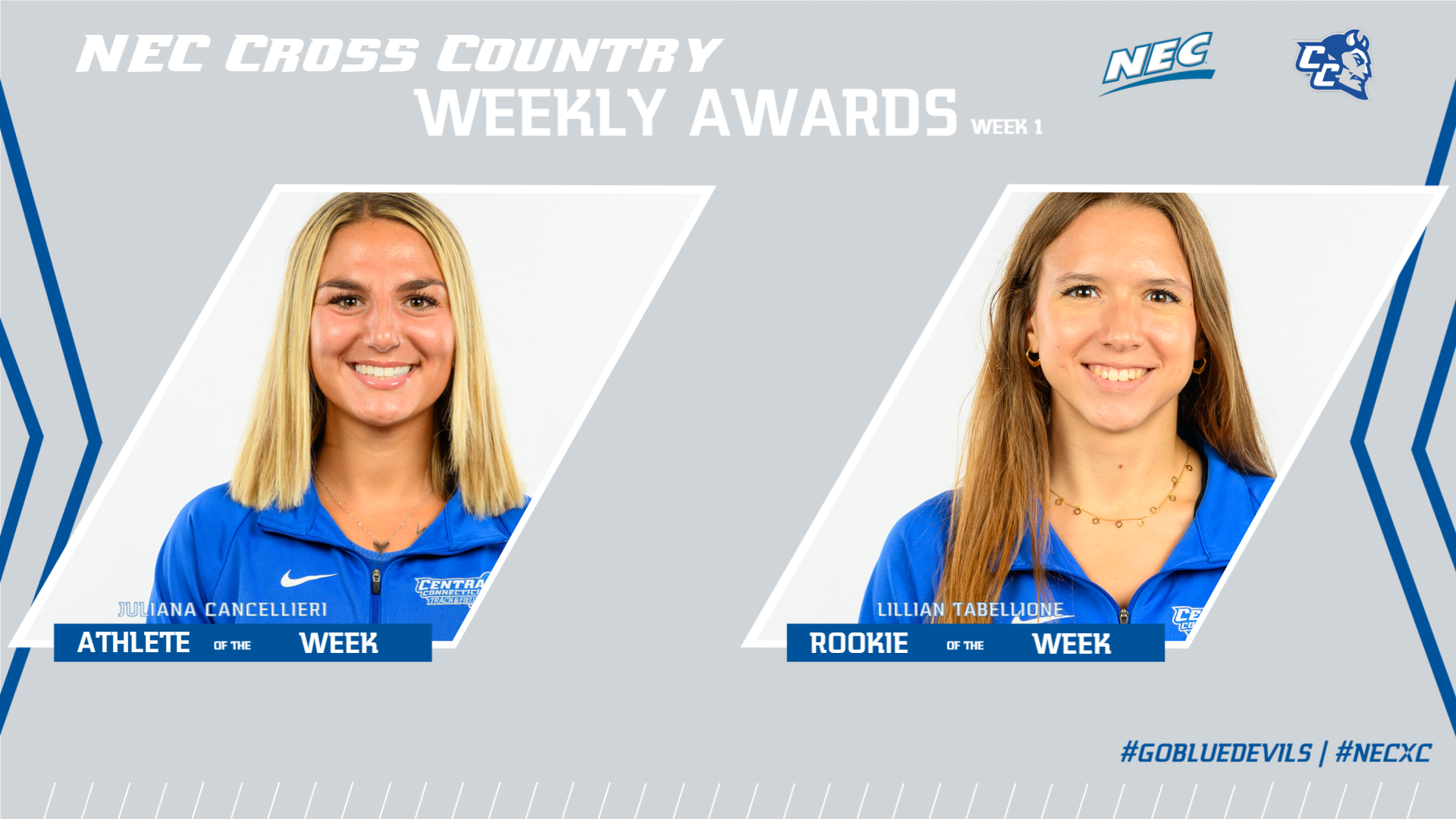 Cancellieri, Tabellione Collect NEC Women's Cross Country Weekly Honors